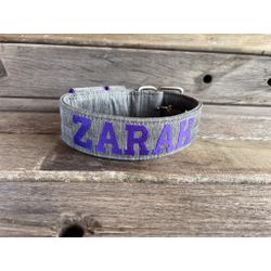 COLEIRA PERSONALIZADA 5cm cinza riscado com nome e... - PETSPACE