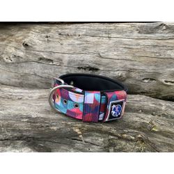 COLEIRA SUPERCONFORT 5cm círculos roxo com preto -... - PETSPACE