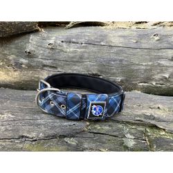 COLEIRA SUPERCONFORT 5cm xadrez azul - 827 - PETSPACE