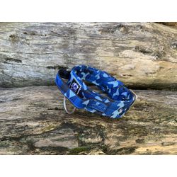 COLEIRA TÁTICA 5cm COM ALÇA camuflado azul - 1316 - PETSPACE