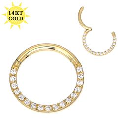  Argola Em Ouro 14k com Zircônias Frontais Lapidad... - Pierce Boutique