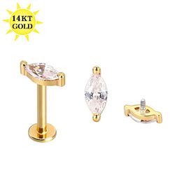  Piercing Navete Solitário Em Ouro 1... - Pierce Boutique