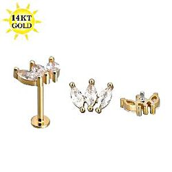  3 Marquise Em Ouro 14K Com Zircônia Cúbica Lapida... - Pierce Boutique