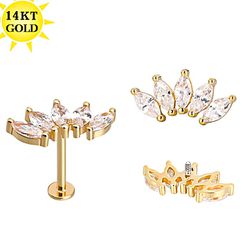  Ouro 14K Set 5 Marquise Em Zircônia Cúbica - PB-G... - Pierce Boutique