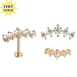  14K Ouro Solido Piercing Com 05 zircônia cúbicas ... - Pierce Boutique