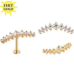  Piercing 09 Pedras Zircônia Cravadas Em Ouro Soli... - Pierce Boutique