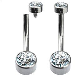 Piercing Umbigo Com 02 Pedras Cz Lapidadas e Crava... - Pierce Boutique