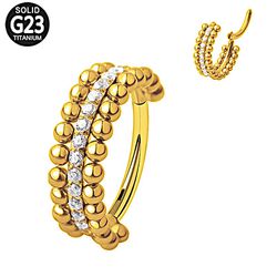  Argola de Click Com Pedraria e 02 Voltas Triba... - Pierce Boutique