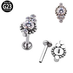  Labret 05 Pedras Zircônias com Esferas Tribais -... - Pierce Boutique