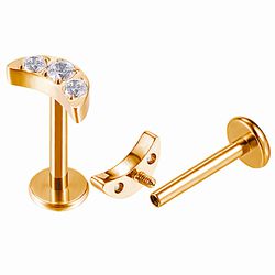 Labret Formato Lua Com 03 Pedras CZ - PB-0565 - Pierce Boutique