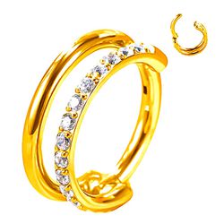 Argola Click Com Uma Volta Em Pedraria - PB-0696 - Pierce Boutique