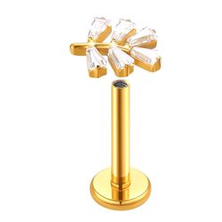 Labret, Elegancia de 06 Baguettes Cravejado Pedra ... - Pierce Boutique