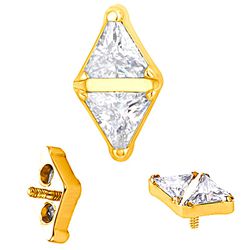 Labret Formato Triangulo Duplo, Pedra Zirconia - P... - Pierce Boutique