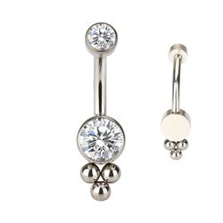 Piercing Umbigo C/03 Esferas Tribais e Duas Pedras... - Pierce Boutique