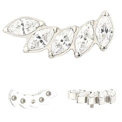  Mini Cluster Formato Navete c/ 05 Pedras CZ Lapi... - Pierce Boutique