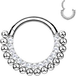 Argola Segmentada Com Pedrarias Cz Lapidadas e Bol... - Pierce Boutique