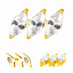 Labret, 03 Pedras Zirconia Natural Formato Navete ... - Pierce Boutique