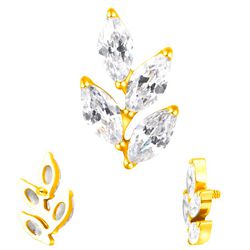  Labret- 04 Pedras Zircônias em Formato de Folha, ... - Pierce Boutique