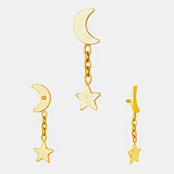 Labret Lua Com Estrela Na Correntinha - PB-1146 - Pierce Boutique