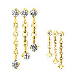 Labret Com Pedras CZ Trapézio Com 3 Correntinhas I... - Pierce Boutique