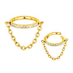 Argola Segmentada Com Pedraria CZ Com Correntinha ... - Pierce Boutique