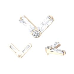  Labret- 02 CZ Retangulares e uma Pedra Redonda Cr... - Pierce Boutique