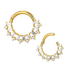  Argola com pedras retangulares Adornadas com 08 C... - Pierce Boutique