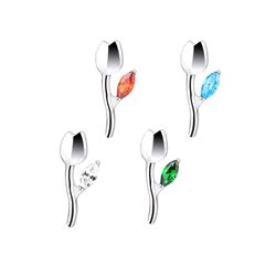 Labret em Titanio Rosa e folha Rosca Interna Pedra... - Pierce Boutique