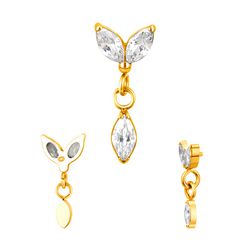 Labret-Piercing 2 Marquise CZ com Marquise CZ Flut... - Pierce Boutique