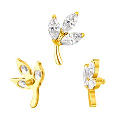 Piercing Formato Marquise, Trevos Pedras Swarovski... - Pierce Boutique