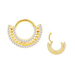 Argola 2 linhas de Pedras CZ Com linha Central em ... - Pierce Boutique