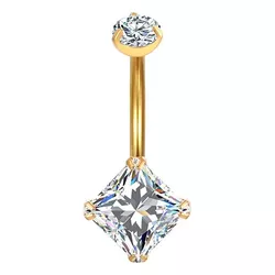  Piercing Umbigo 02 Pedras zircônia Quadradas Tit... - Pierce Boutique