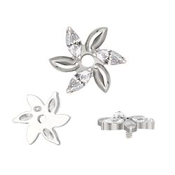  Labret Com 03 Pedras Navetes Cz Adornadas Com Fo... - Pierce Boutique