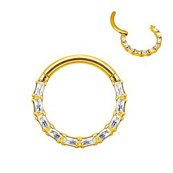 Argola adornada em zircônicas na lateral e texturi... - Pierce Boutique