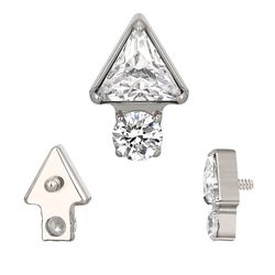  Labret Pedra CZ Triangular Com uma Redonda Cravad... - Pierce Boutique