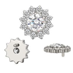  Labret 12 Pedras CZ foramndo Flor e uma Central L... - Pierce Boutique