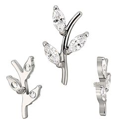 Labret- 03 Pedras Navetes Em Zirconia Formato Galh... - Pierce Boutique