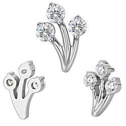 Piercing Labret Flor de Zircônia 03 Pedras Zircôni... - Pierce Boutique