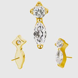 Piercing Zircônia quadrada, seguida Navete Vertica... - Pierce Boutique