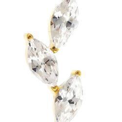  Labret , Galho 03 folhas CZ lapidadas Pedras crav... - Pierce Boutique