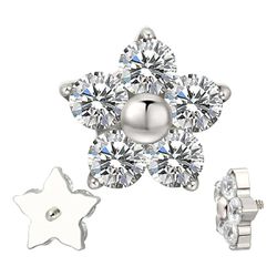 Labret Piercing Mini Florzinha Zircônias 5 Pétalas... - Pierce Boutique