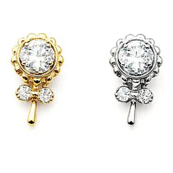 Piercing Florzinha com Caule 01 Zircônia Central -... - Pierce Boutique