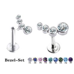 Topo Labret com 4 pedras CZ Titanio Polido ASTMF-1... - Pierce Boutique
