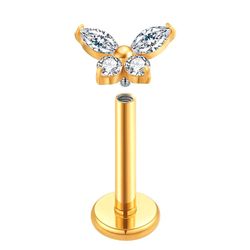 Piercing Formato de Borboleta 2 Zircônias e 2 CZ R... - Pierce Boutique