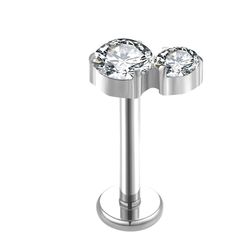 Labret, Com 02 Pedras Cz Arredondas (1 De 5mm 1 De... - Pierce Boutique