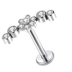 Piercing Cluster 4 pedras Flor central com Pedrari... - Pierce Boutique