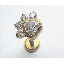  Labret Coração com 4 CZ Aredondadas Adornando - ... - Pierce Boutique