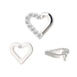  Labret titanio, Coração Cravejado Com Pedraria Zi... - Pierce Boutique