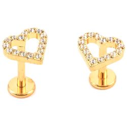 Labret Coração cravejado em Zircônias Lapidadas -... - Pierce Boutique