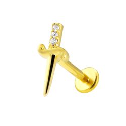 Labret, Adaga Espada / 03 Pedras Zircônia Cravadas... - Pierce Boutique
